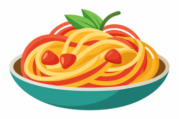 chop stick in pasta bowl vector color 