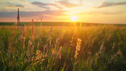 sunset over the field