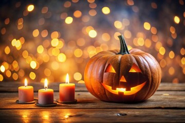 Fototapeta premium Halloween pumpkin with candles