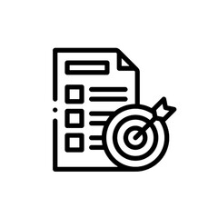 Document, checklist and target with arrow icon