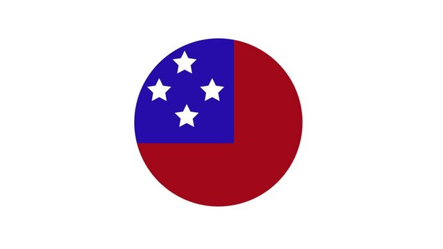 Samoa national flag icon. Circular SAMOA flag badge animation on white background.