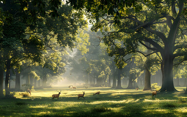 Deer in the sun in the forest