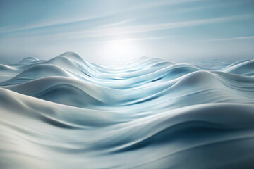 Gentle waves ripple across a tranquil ocean under soft morning light, creating a serene and calming atmosphere by the shoreline. Generative AI