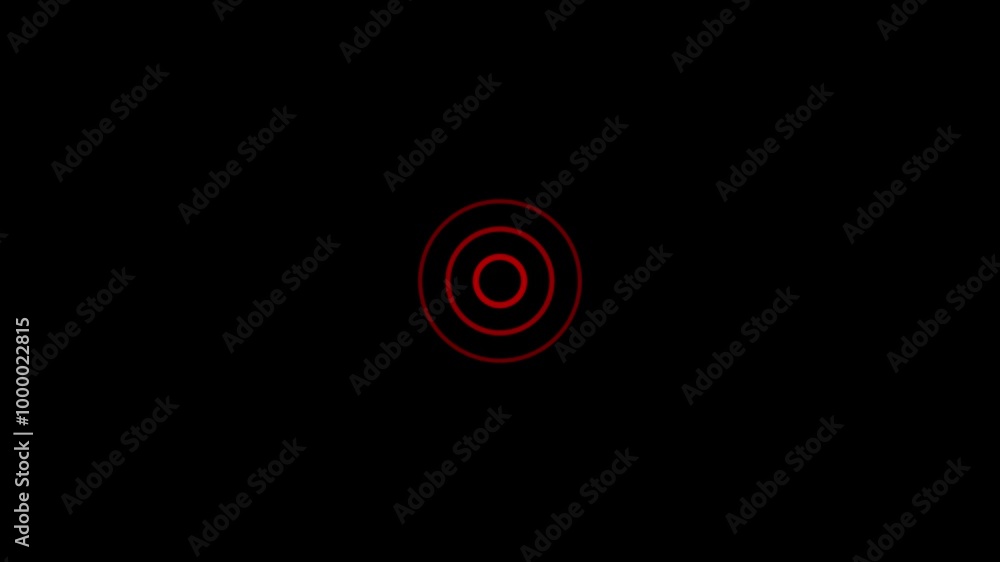 Poster animation of red circular electric wave spreading with transparent channel