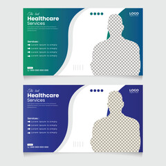 Editable creative video thumbnail for medical business YouTube thumbnail or video cover template and web banner template design