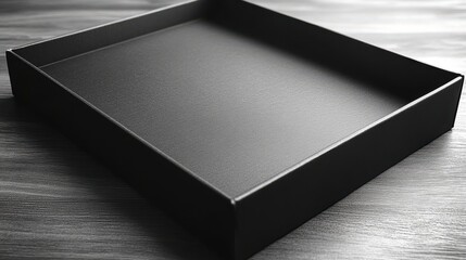 An empty black box sits on a textured surface, offering a blank canvas for creative design and product showcasing.