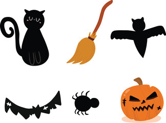 Halloween clipart, illustrations and design elements set.
