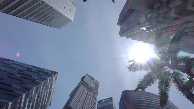 Tops of Skyscrapers on a Sunny Day
