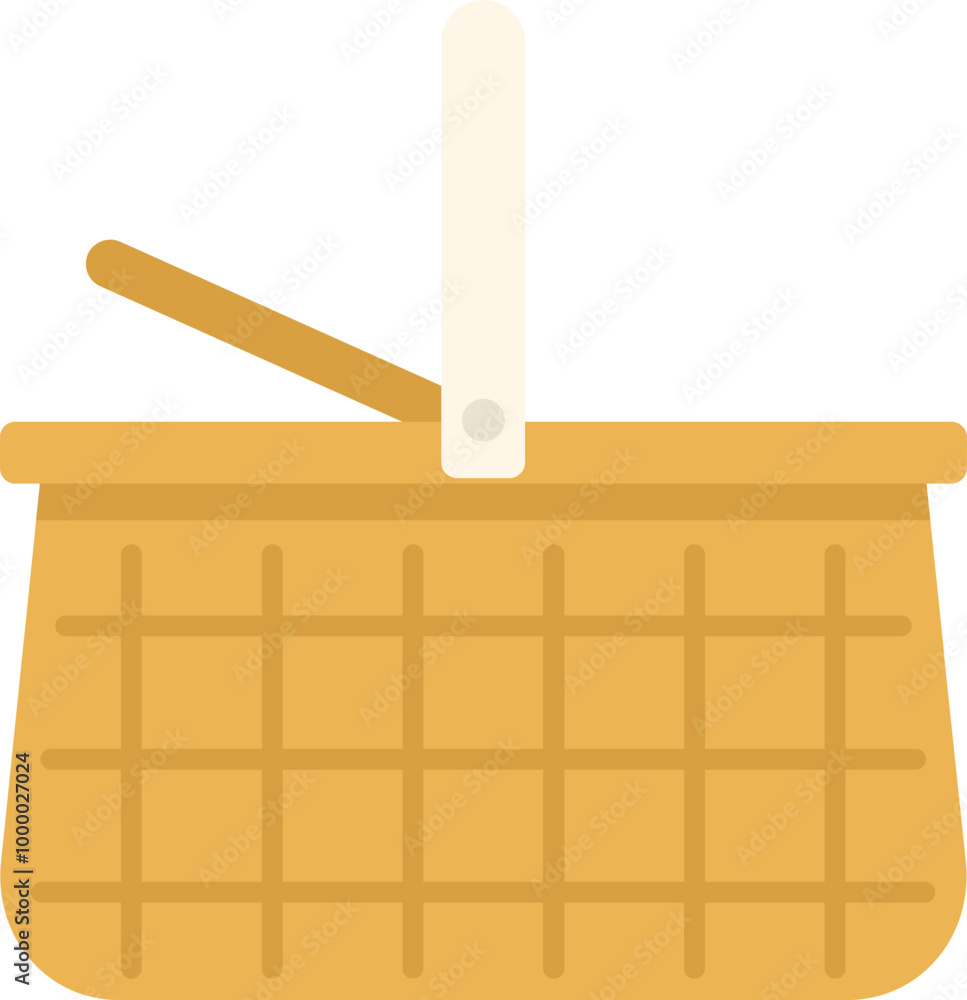 Poster empty picnic basket is open and waiting to be filled with food and taken on a picnic