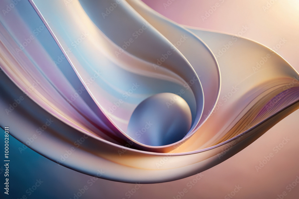Poster a mesmerizing swirl of flowing colors and a delicate sphere dancing in an ethereal landscape of soft