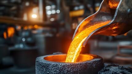 Molten Metal Pouring into Mold.