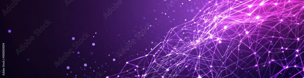 Poster abstract digital background with purple tones and interconnected lines representing technology.