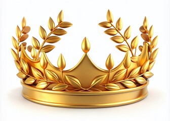 Elegant Gold Laurel Crown on White Background Symbolizing Victory, Achievement, and Honor in Design
