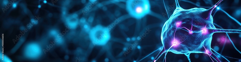 Poster a digital representation of neurons and synapses illustrating neural connections.