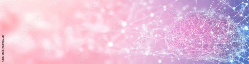 Poster abstract representation of neural connections and brain activity in a colorful digital landscape.