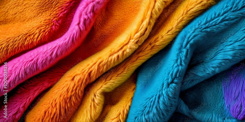 Poster a colorful pile of fuzzy blankets with a rainbow of colors