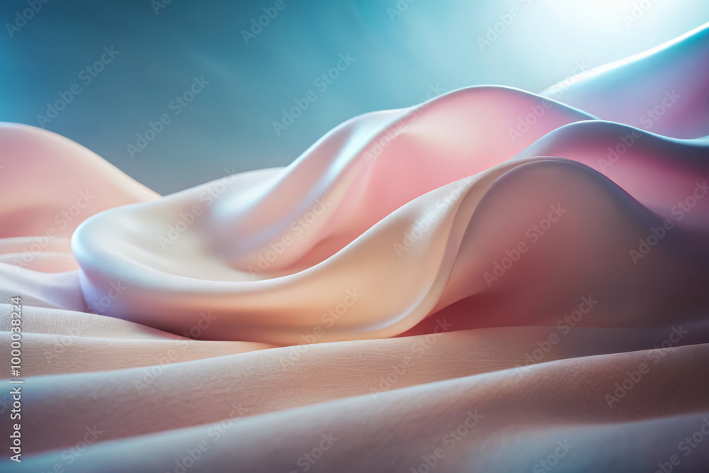 Poster soft billowing fabric glows gently in pastel hues, creating an elegant and tranquil atmosphere in so