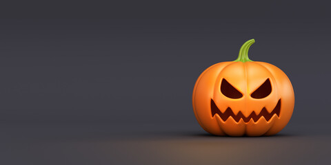 3D render of Halloween pumpkins on a black background