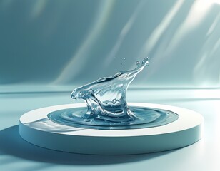 Mesmerizing water podium showcasing fluidity and purity, perfect for displaying refreshing products