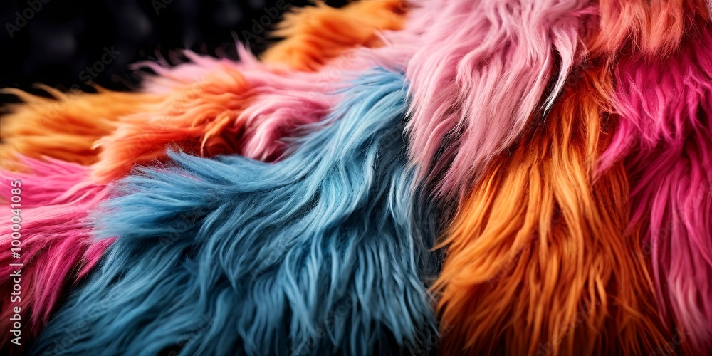 Poster a row of colorful fur with a blue stripe