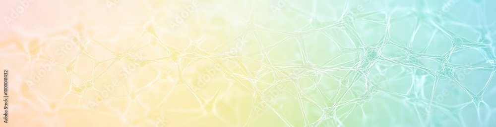 Poster abstract illustration of interconnected structures with soft gradient colors.
