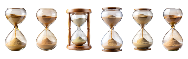 set of hourglass isolated on transparent background, cut out