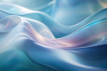 Ethereal waves of translucent fabric dance gracefully in soft blue hues, capturing the essence of tranquility and movement. Generative AI