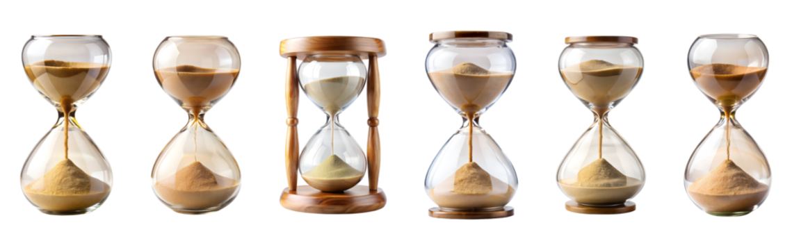 set of hourglass isolated on transparent background, cut out