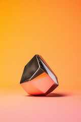 Stylish geometric shape, vibrant orange and pink gradient background.