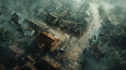 Rainy Day in a Chinese Village