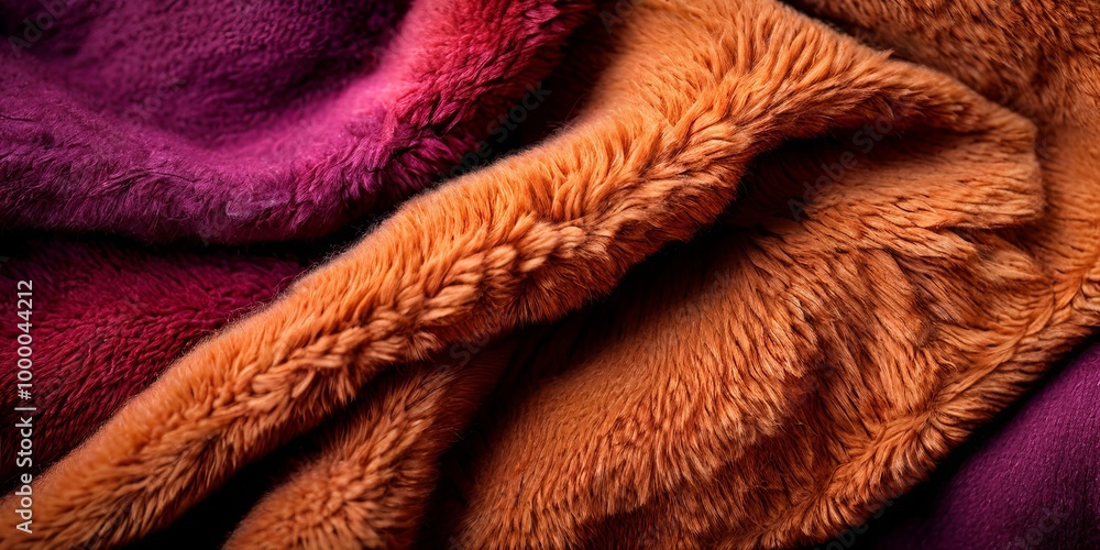 Poster a fuzzy orange and purple blanket with a fuzzy orange stripe
