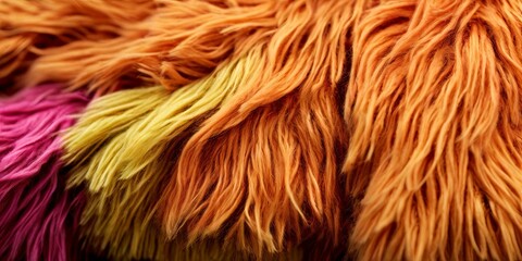 Fototapeta premium A fuzzy orange and pink fur with a yellow stripe