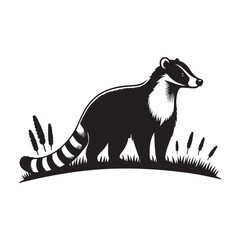 Coati Silhouette, Stylish icon, template, background, tattoo. Print for t-shirt. Hand drawn vector illustration, Coati black vector, isolated.