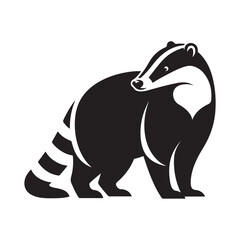 Coati Silhouette, Stylish icon, template, background, tattoo. Print for t-shirt. Hand drawn vector illustration, Coati black vector, isolated.