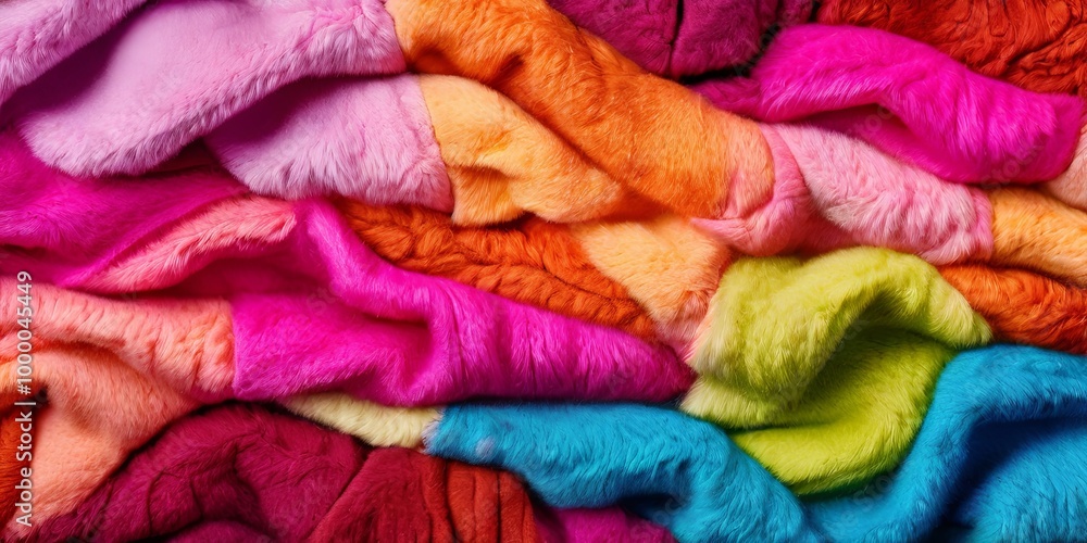 Aufkleber a pile of colorful blankets with a rainbow pattern