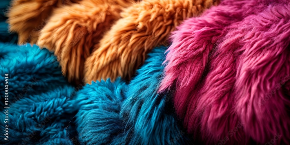 Aufkleber a row of colorful fur blankets with a blue one in the middle