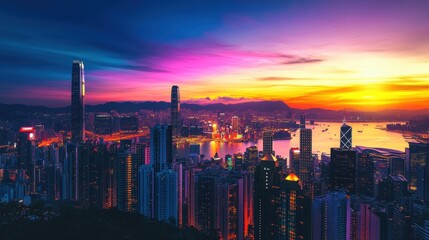 Fototapeta premium The Urban Skyline at Sunset