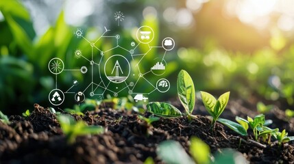 Sustainable innovation and eco friendly technology in green garden and natural environment