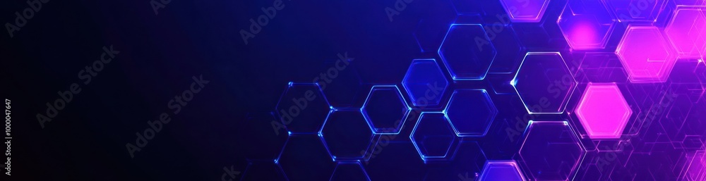 Poster abstract digital background with hexagonal patterns in vibrant colors.