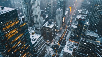 Obraz premium Snowy Cityscape from Above