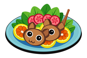 lamb chops with mint and summer salad a ketogenic diet meal on white background