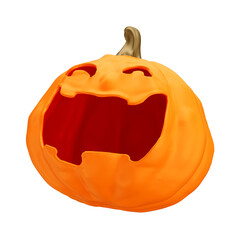 Asset 3D smiling orange Halloween pumpkin with transparent background