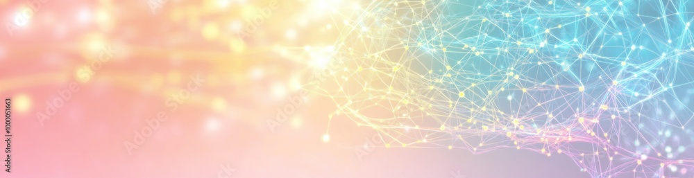 Poster abstract digital background with soft colors and interconnected lines representing data.