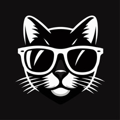 Monochrome Cat Face  Elegant Feline Silhouette Minimalist Cat Line Art, Stylized Cat Portrait design.