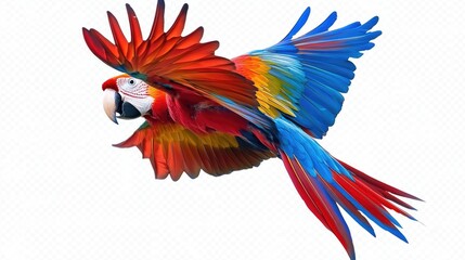 flying macaw parrot on transparency background PNG