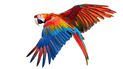 Obraz premium flying macaw parrot on transparency background PNG