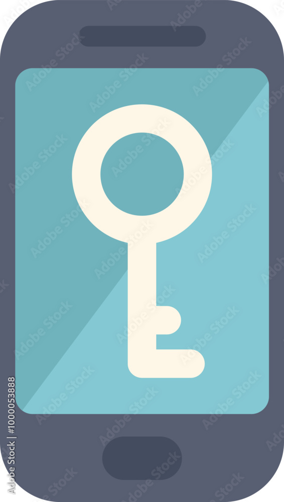 Aufkleber smartphone is showing a key icon, representing mobile security and access