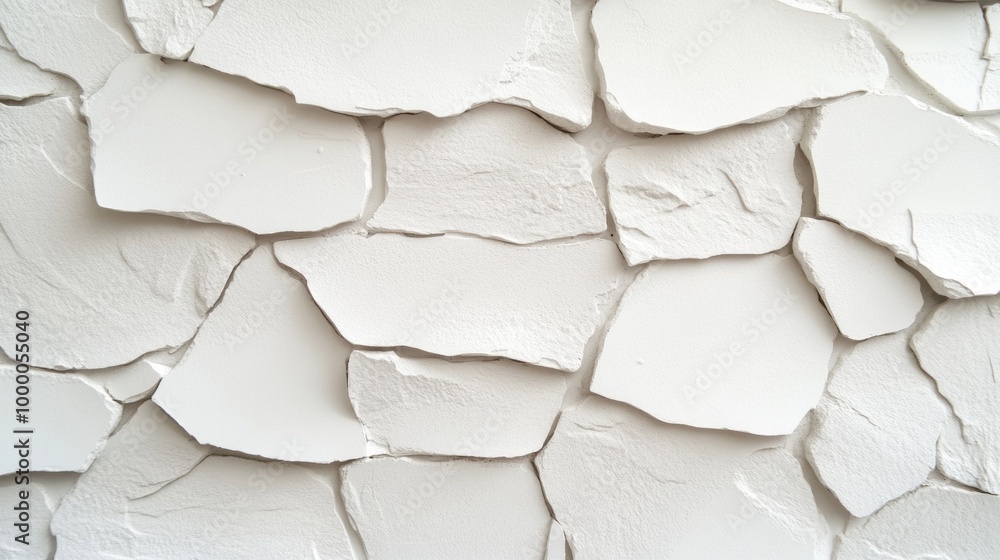 Poster a textured white stone wall features an array of irregular shapes that highlight a clean, minimalist