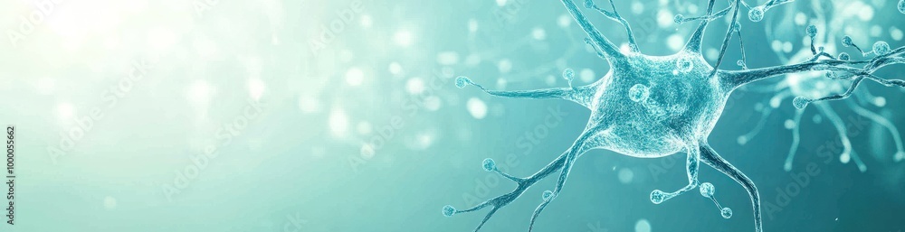 Poster abstract representation of neurons and synapses in a scientific context.