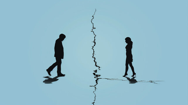 Couple Breaking up. Divorce or seperation concept